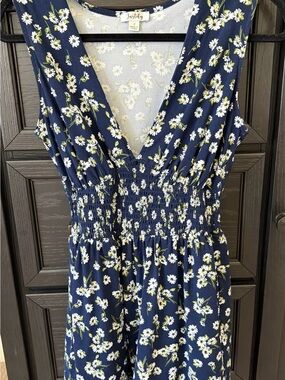 Justify Navy and White Floral V-Neck Romper
